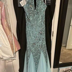 Sherri Hill dress. Size 4. Turquoise beaded gown